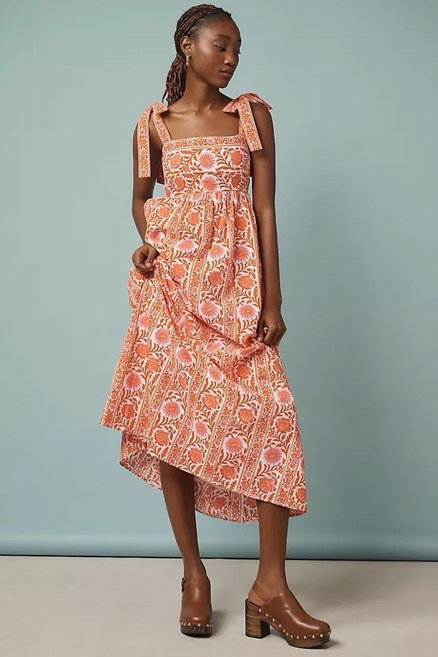 Pink City Prints Sunset Border Mykonos Dress Print Midi Small